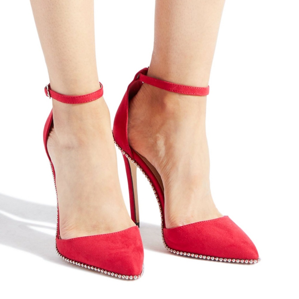 Red Trim Studded High Heels New Never Worn 9.5